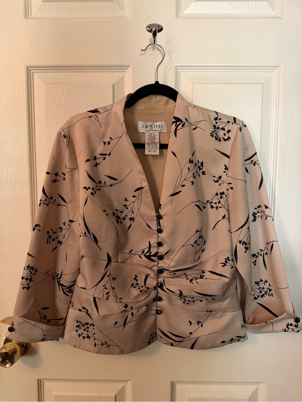 Light gold Floral Button-Front Blouse